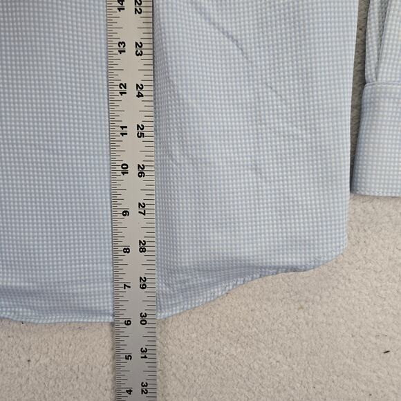 Mizzen+Main Dress Shirt Mens M Spinnaker Collection Trim Fit Stretch Check Blue - Picture 5 of 7